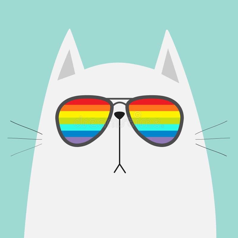 白色猫佩带的太阳镜镜片 彩虹颜色透镜 LGBT标志标志 逗人喜爱的动画片滑稽的字符 在eyeglasse的小猫 库存例证 白色猫佩带的太阳镜镜片 彩虹颜色透镜 LGBT标志标志 逗人喜爱的动画片滑稽的字符 在eyeglasse的小猫 库存例证