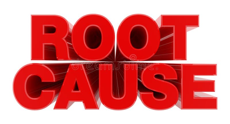 白色背景上的ROOT CAUSE红色字插图3D渲染 向量例证