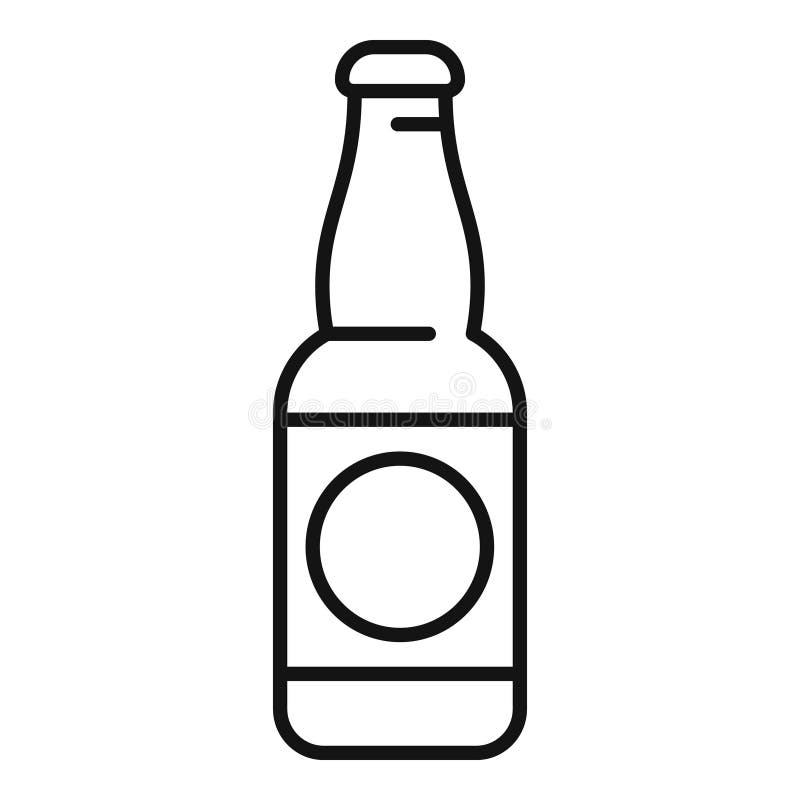 白色背景上的一瓶带有圆标签的啤酒 向量例证