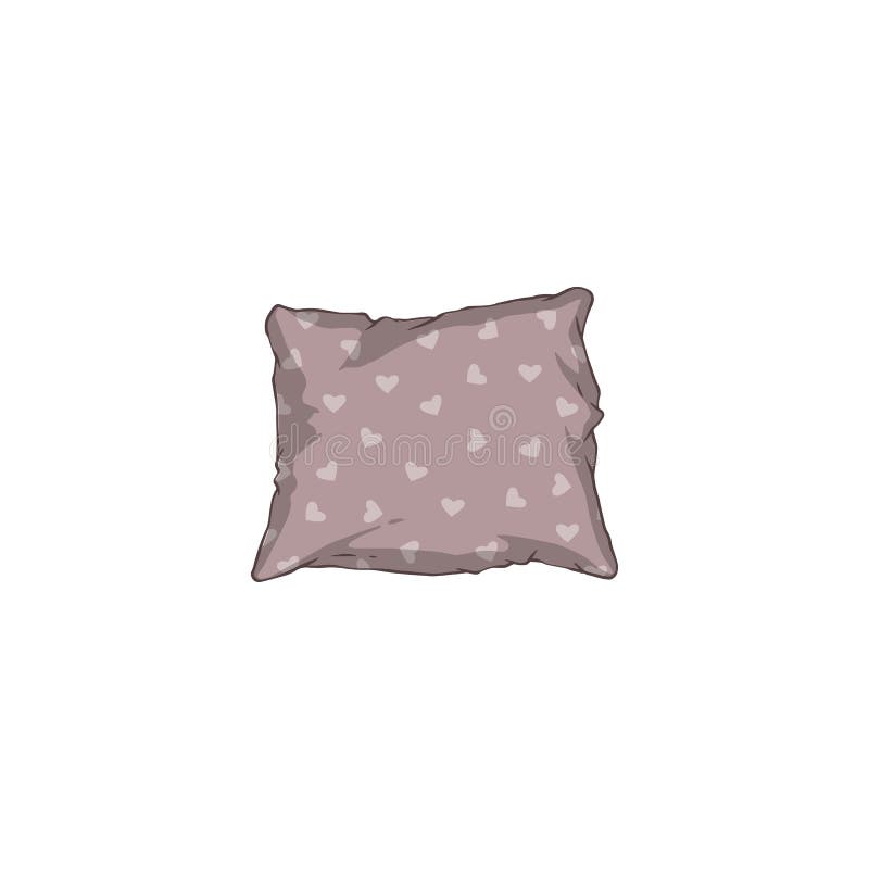 Cute hand drawn pillow with heart pattern isolated on white background - bedroom decoration element for comfortable bed sleep. Cartoon sketch style vector illustration. Cute hand drawn pillow with heart pattern isolated on white background - bedroom decoration element for comfortable bed sleep. Cartoon sketch style vector illustration.