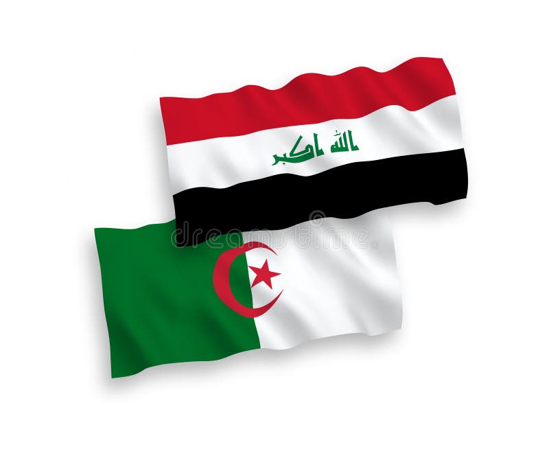 白色背景中的伊拉克和阿尔及利亚国旗