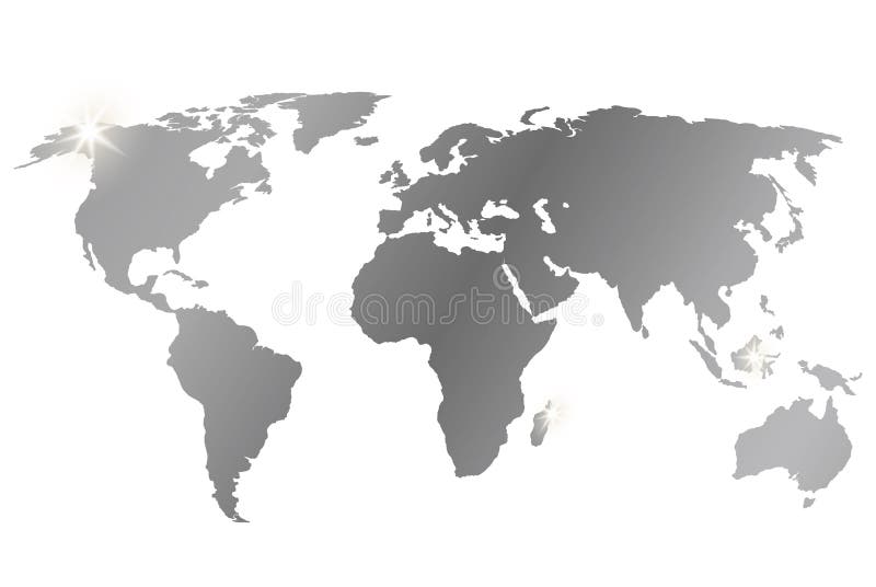白色背景中的矢量图EPS银色世界地图 向量例证 白色背景中的矢量图EPS银色世界地图 向量例证