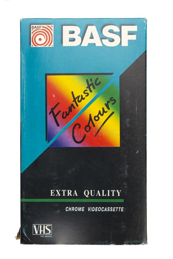 白色背景中突显的20世纪90年代BASF VHS录像带 文件包含剪辑路径