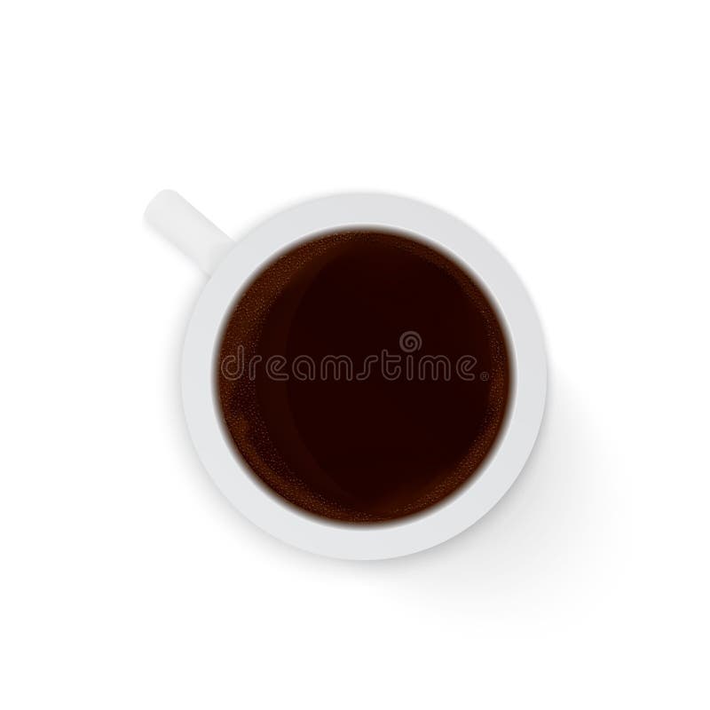 白色背景中突显的顶级景观真实咖啡杯特浓咖啡 晨餐矢量图插图 咖啡休息 皇族释放例证