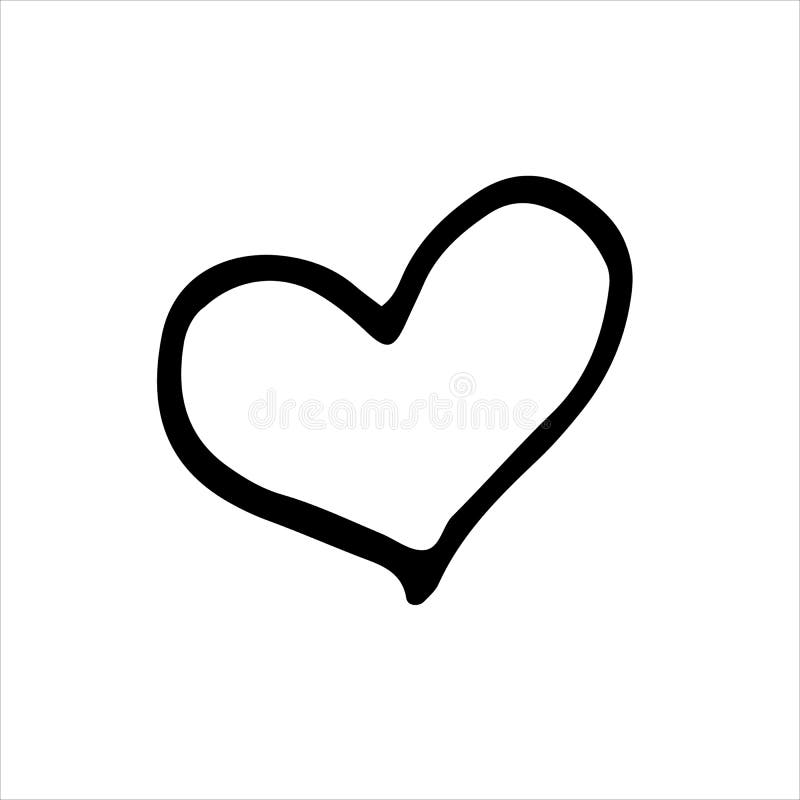 白色背景中突显的黑色轮廓心脏 动画涂鸦中的简单手绘矢量图 库存例证 白色背景中突显的黑色轮廓心脏 动画涂鸦中的简单手绘矢量图 库存例证