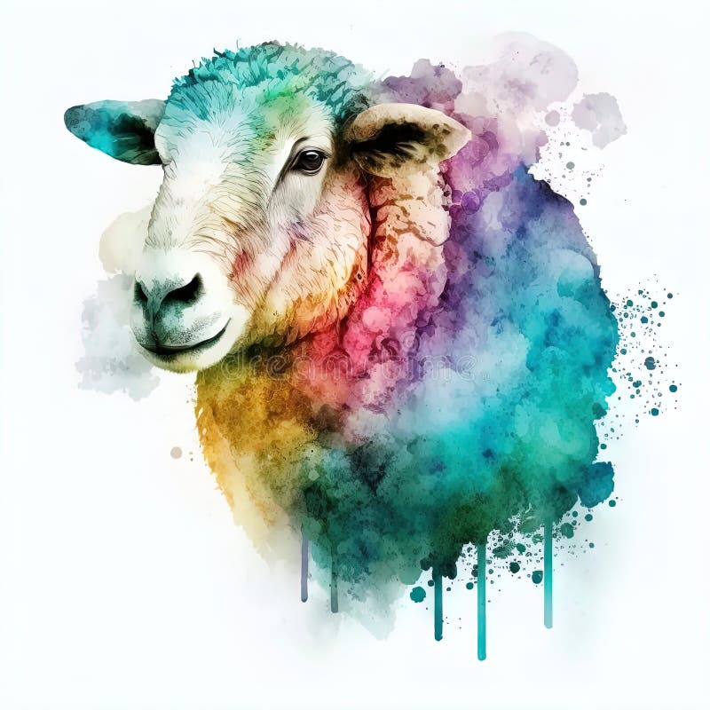 站在草地上的羊的画. 适合农业或自然主题库存图片. 图片包括有逗人喜爱
