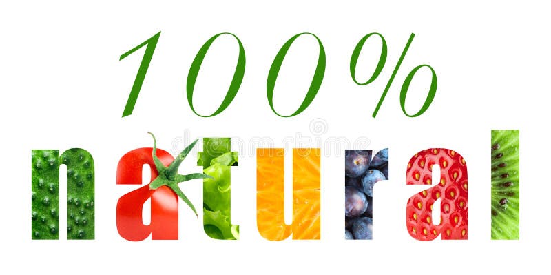 One hundred percent natural food concept. One hundred percent natural food concept