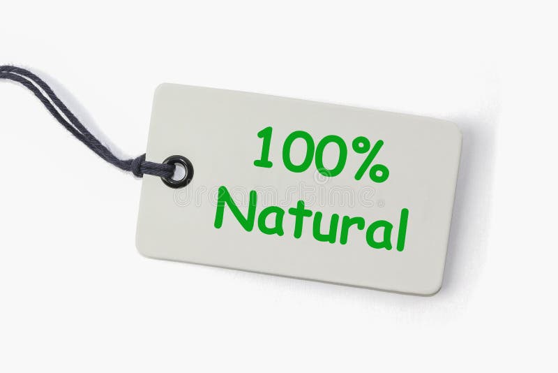 Cardboard label with the inscription hundred percent natural. Isolated. Cardboard label with the inscription hundred percent natural. Isolated