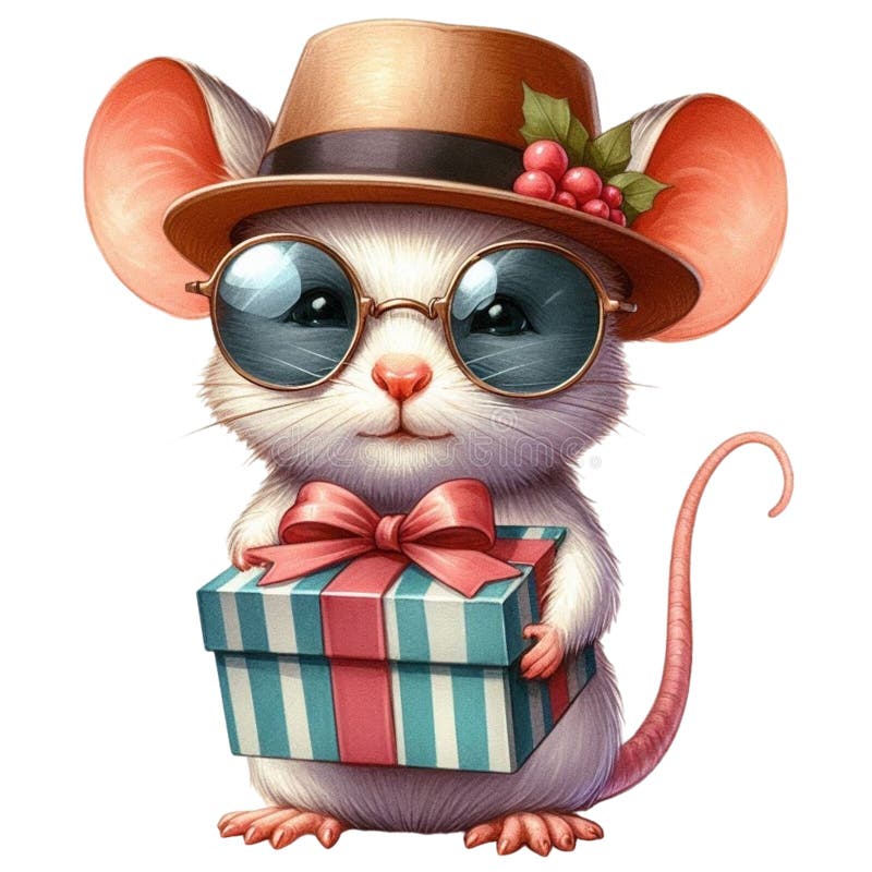 盖茨比可爱的圣诞节剪贴画水彩 向量例证