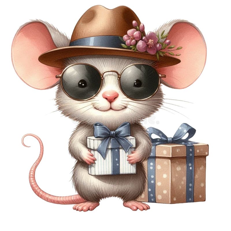 盖茨比可爱的圣诞节剪贴画水彩 库存例证