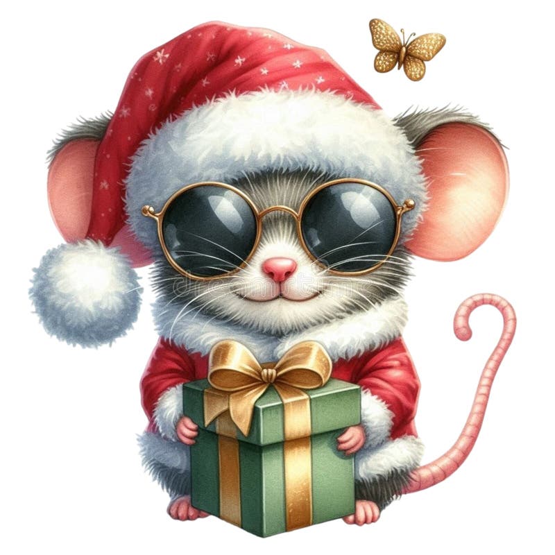 盖茨比可爱的圣诞节剪贴画水彩 库存例证