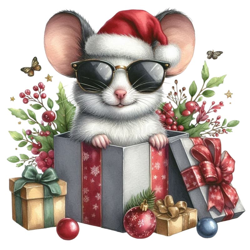 盖茨比可爱的圣诞节剪贴画水彩 库存例证