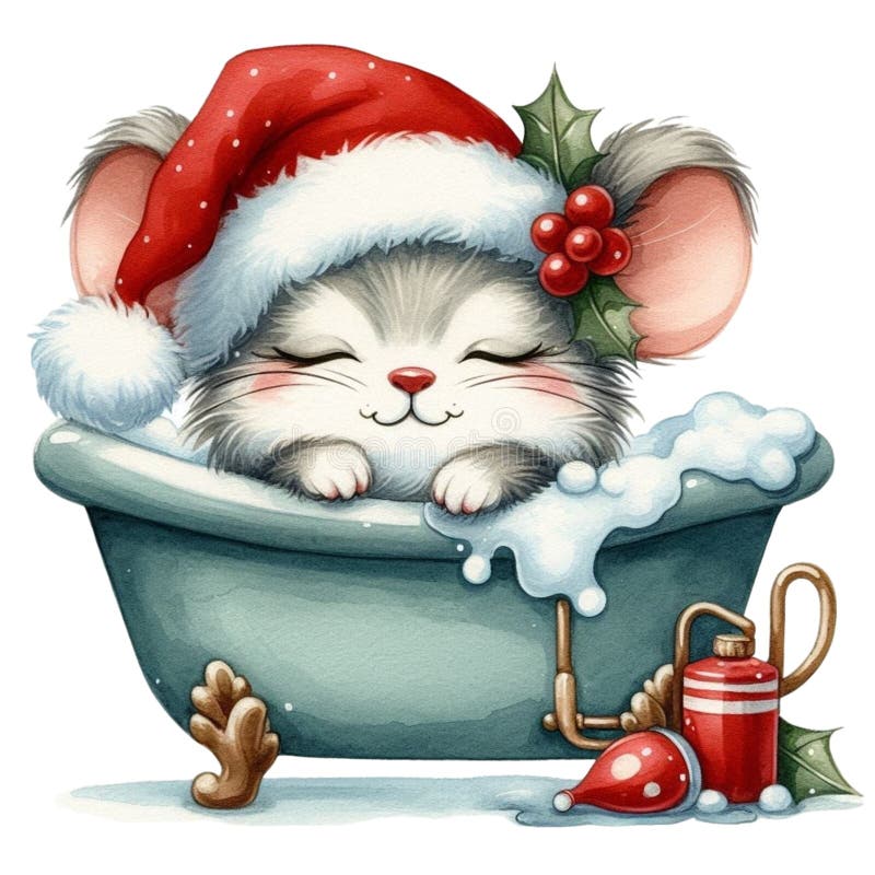 盖茨比可爱的圣诞节剪贴画水彩 皇族释放例证