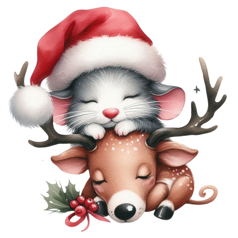 盖茨比可爱的圣诞节剪贴画水彩 库存例证