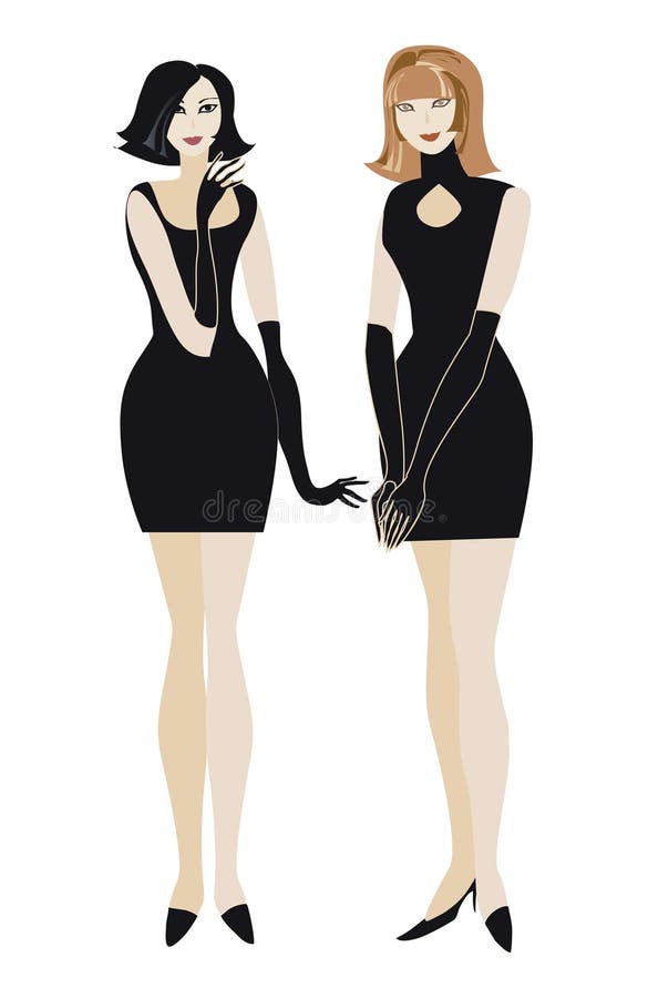 Girs in a black dresses. Girs in a black dresses