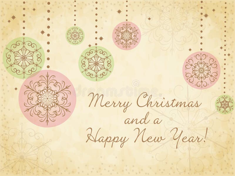 Cute Christmas card with snowflakes on old paper. Cute Christmas card with snowflakes on old paper
