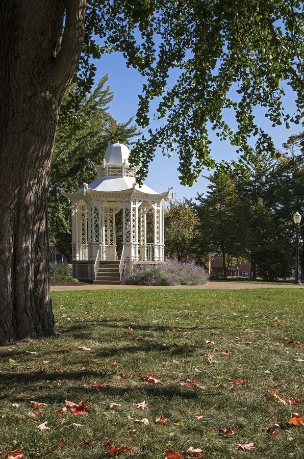 White gazebo in Washington Park Dubuque Iowa. White gazebo in Washington Park Dubuque Iowa