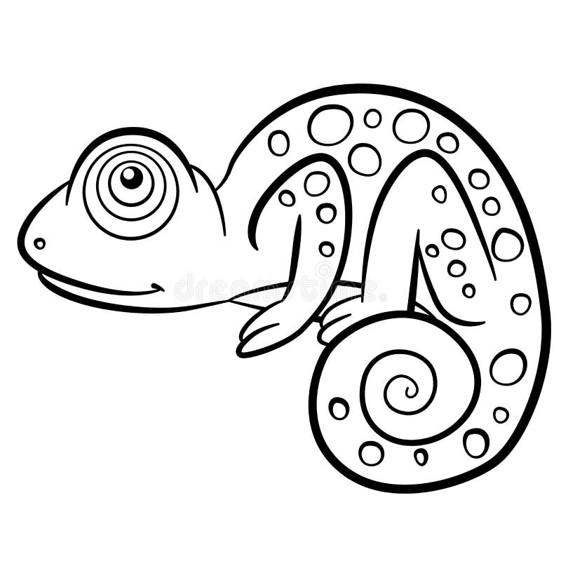 Coloring pages. Wild animals. Little cute chameleon smiles. Coloring pages. Wild animals. Little cute chameleon smiles.