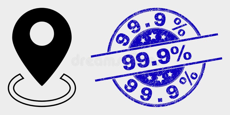 矢量地图标记放置图标和Grunge 99 9%水印 库存例证 矢量地图标记放置图标和Grunge 99 9%水印 库存例证