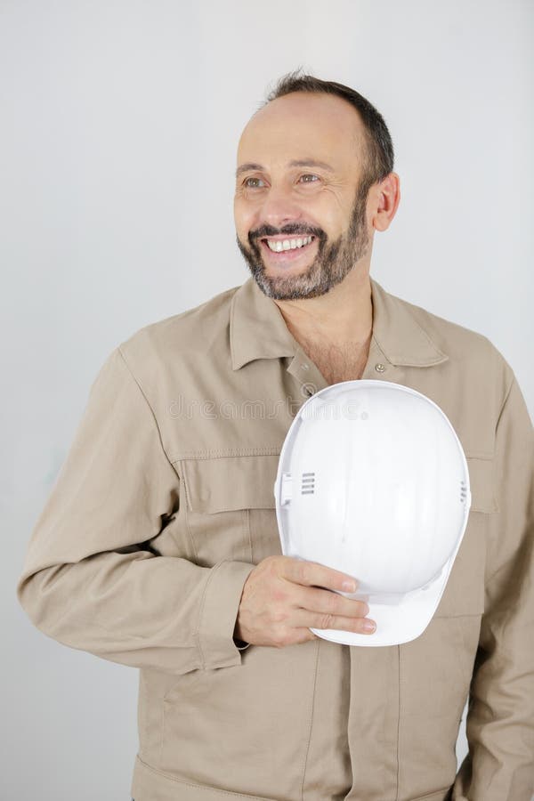 硬着头皮的成年男性建筑师 免版税库存照片