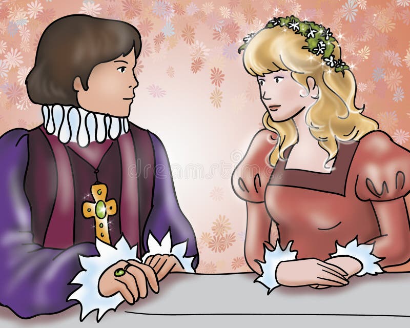 The prince is marrying a princess. Digital illustration for Grimms fairy tale Rumpelstiltskin. The prince is marrying a princess. Digital illustration for Grimms fairy tale Rumpelstiltskin.