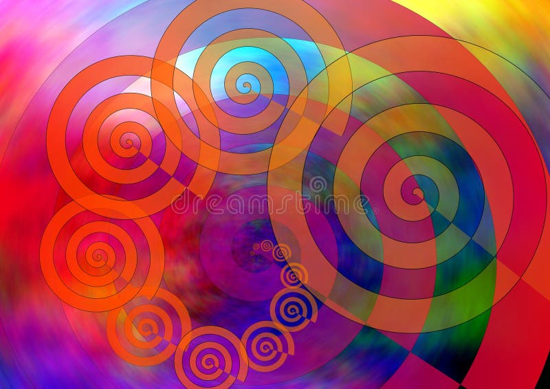 Mystical spirals with colorful background. Mystical spirals with colorful background.