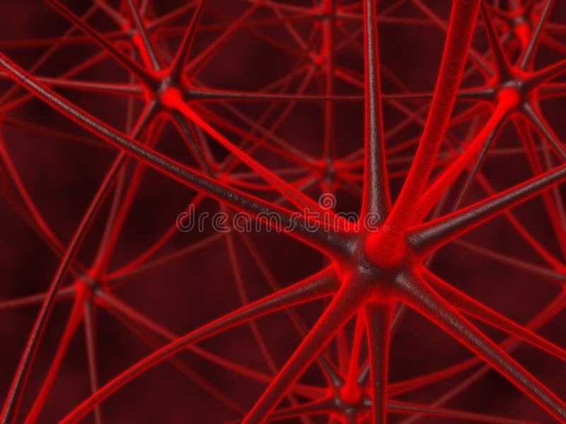 Close-up view red neuronic chain. Close-up view red neuronic chain