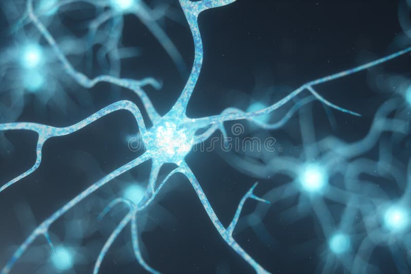 神经元细胞的概念性例证与发光的链接结的 送电子化学制品的突触和神经元细胞 库存例证 神经元细胞的概念性例证与发光的链接结的 送电子化学制品的突触和神经元细胞 库存例证