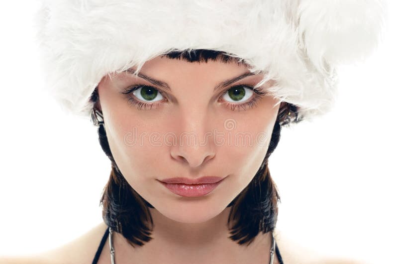 Beauty Mrs Santa Claus on white background. Beauty Mrs Santa Claus on white background