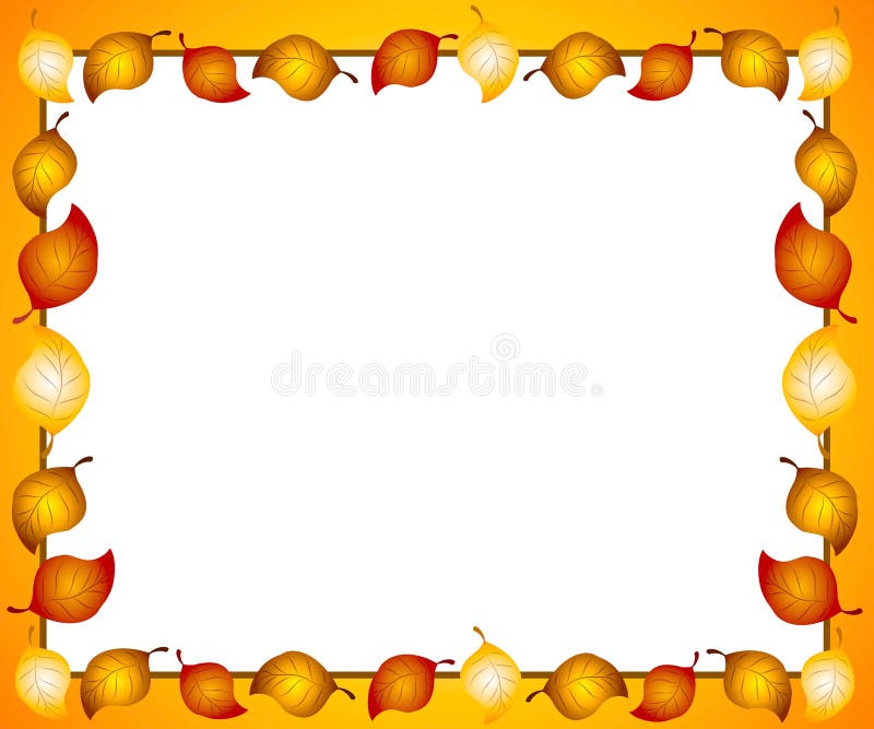 A clip art illustration of an arrangement of autumn leaves in red, gold and brown as a background, picture frame, or border for text. A clip art illustration of an arrangement of autumn leaves in red, gold and brown as a background, picture frame, or border for text