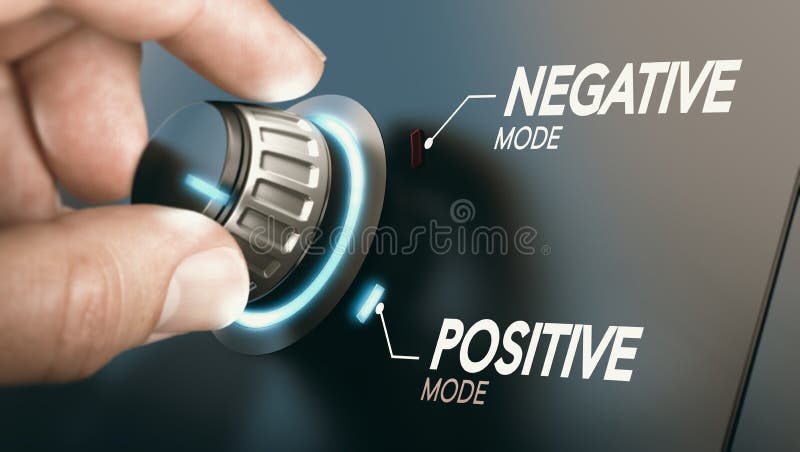 Hand turning a knob to switch from negative to positive mindset. Psychology concept. Composite image between a photography and a 3D background. Hand turning a knob to switch from negative to positive mindset. Psychology concept. Composite image between a photography and a 3D background