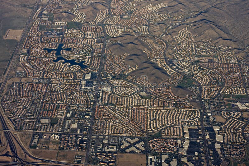 Aerial of Phoenix Arizona urban sprawl. Aerial of Phoenix Arizona urban sprawl