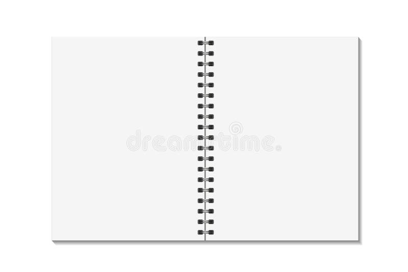 空白开放页预定与黏合剂金属螺旋模板 在白色背景隔绝的笔记本嘲笑 向量 向量例证 空白开放页预定与黏合剂金属螺旋模板 在白色背景隔绝的笔记本嘲笑 向量 向量例证