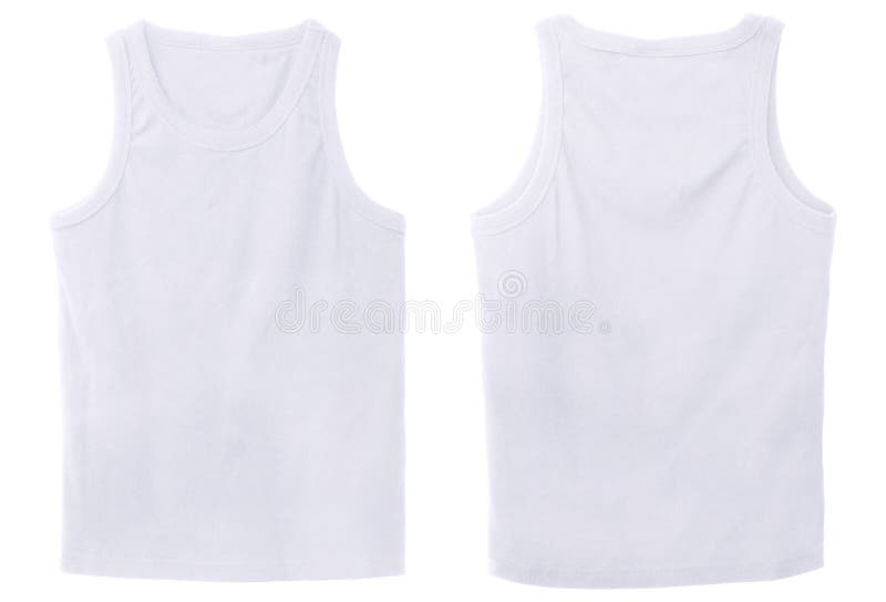 Blank tank top color white front and back view on white background. Blank tank top color white front and back view on white background