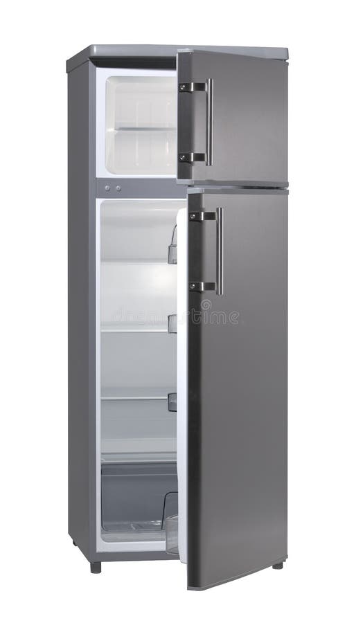 Two door INOX refrigerator isolated on white. Two door INOX refrigerator isolated on white