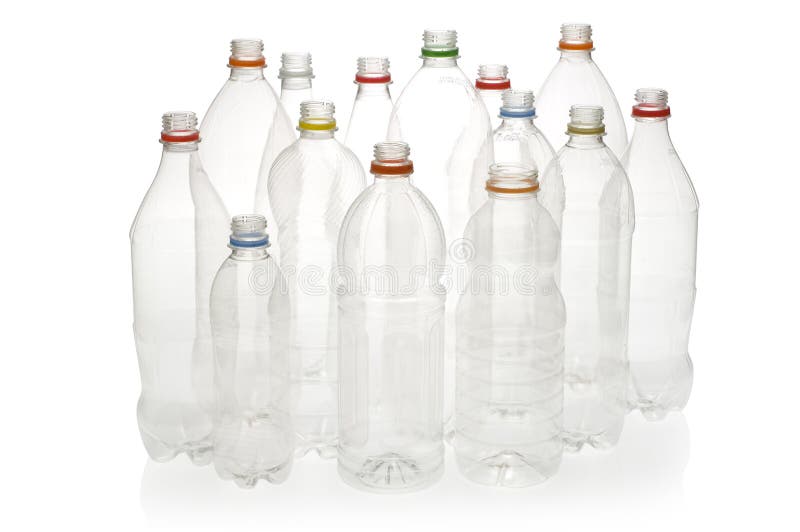 Empty plastic drinking bottles ready for recycling. Empty plastic drinking bottles ready for recycling.