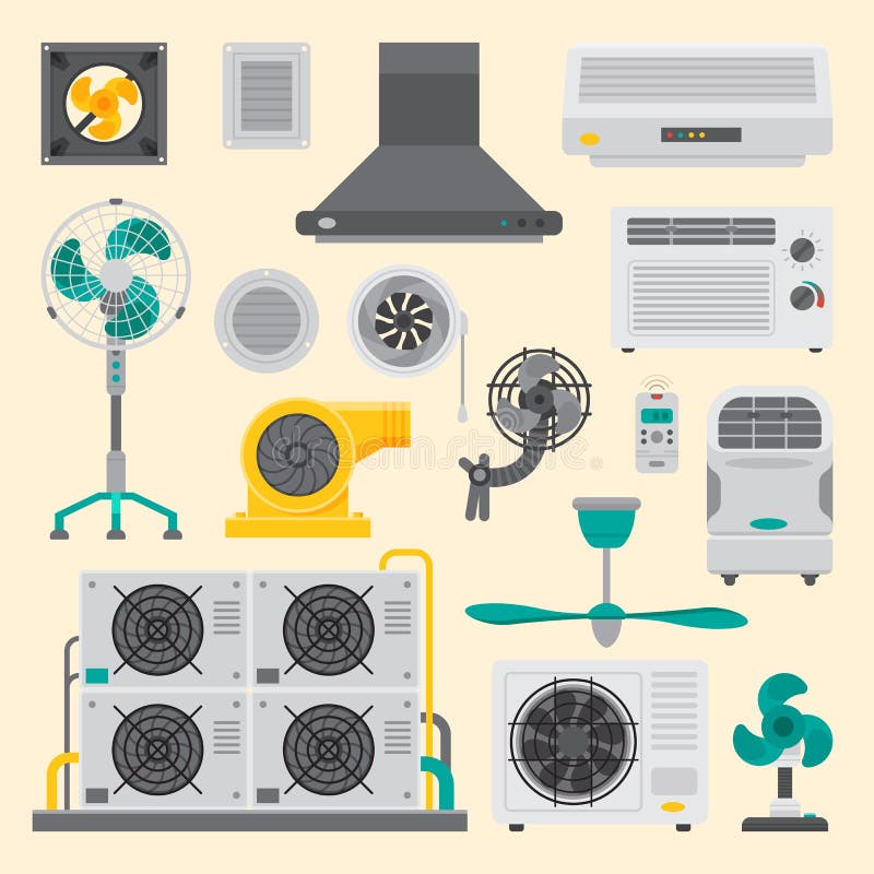 Air conditioner airlock systems equipment ventilator conditioning climate fan technology temperature cool home control vector illustration. Blow acclimatization purifier blowing ventilation appliance. Air conditioner airlock systems equipment ventilator conditioning climate fan technology temperature cool home control vector illustration. Blow acclimatization purifier blowing ventilation appliance.