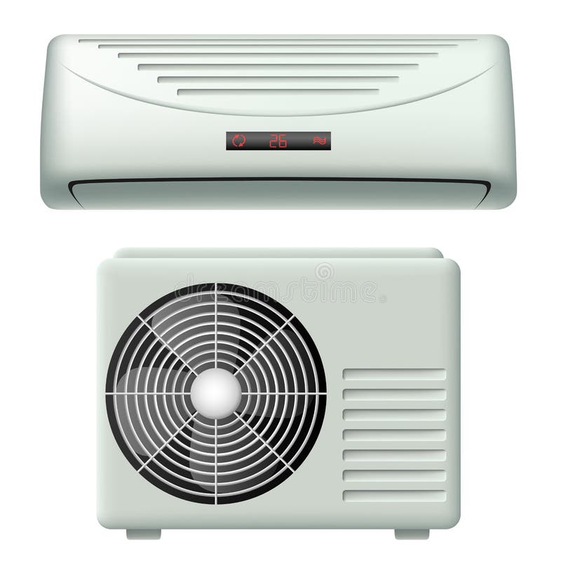 Air conditioner set with interior end exterior element. Air conditioner set with interior end exterior element