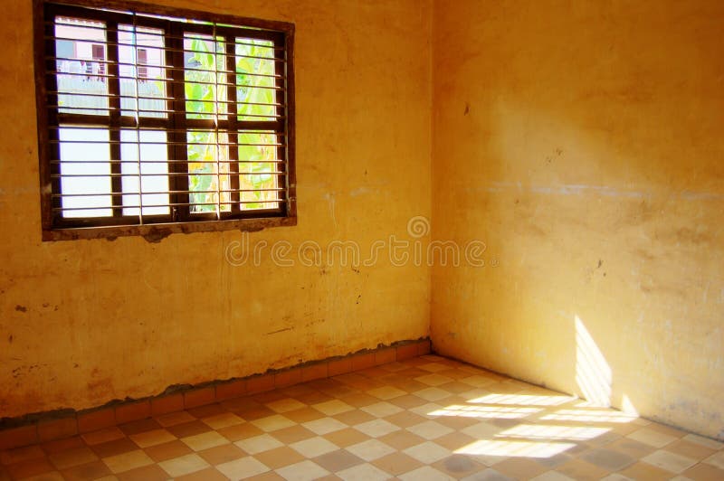 Room with sunlight hitting the floor in a arrow-shape, taken in Cambodia. Room with sunlight hitting the floor in a arrow-shape, taken in Cambodia