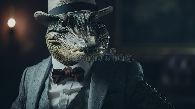穿西装的真正鳄鱼人 : 电影中的怀旧 皇族释放例证