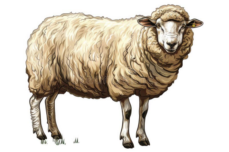 站在草地上的羊的画. 适合农业或自然主题库存图片. 图片包括有逗人喜爱