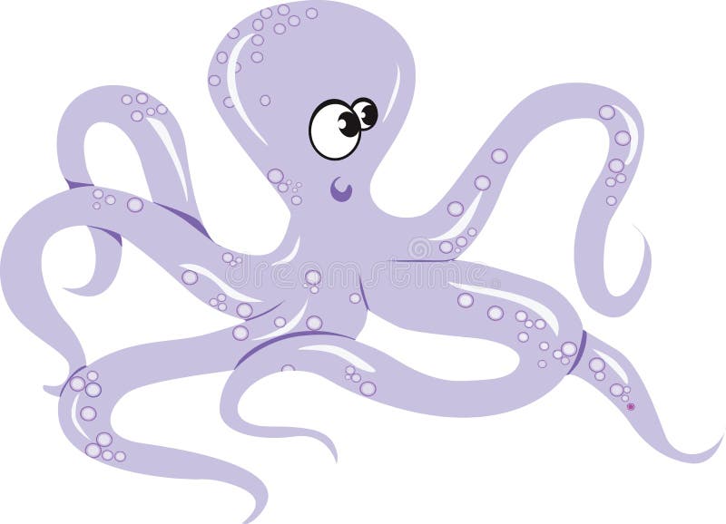 Illustration of an octopus crawling beyond white surface. Illustration of an octopus crawling beyond white surface