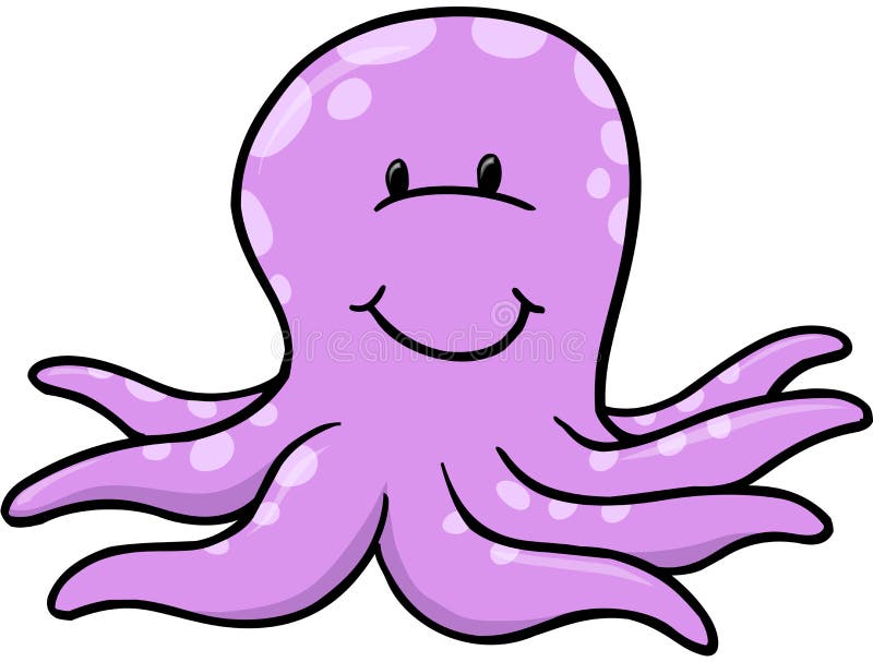 Cute Purple Octopus Vector Illustration. Cute Purple Octopus Vector Illustration