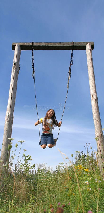 Little lady, childhood and swing. Little lady, childhood and swing