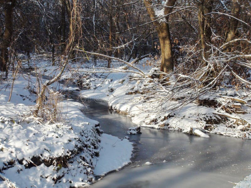 An unsurpassed picture of the snow-covered banks of a small forest river that murmurs under a thin shell of ice and sparkles with blinding specks under the rays of the frosty sun. An unsurpassed picture of the snow-covered banks of a small forest river that murmurs under a thin shell of ice and sparkles with blinding specks under the rays of the frosty sun.