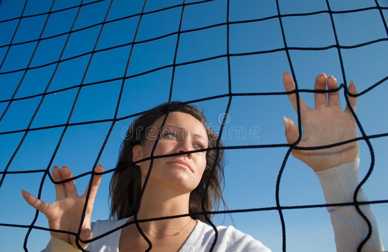 Girl&volleyball net. Girl&volleyball net