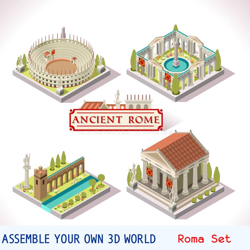 Ancient Rome Tiles for Online Strategic Game Insight and Development. Isometric Flat 3D Roman Imperial Buildings. Explore Game Phenomena of Rome Caesar Age Atmosphere. Ancient Rome Tiles for Online Strategic Game Insight and Development. Isometric Flat 3D Roman Imperial Buildings. Explore Game Phenomena of Rome Caesar Age Atmosphere