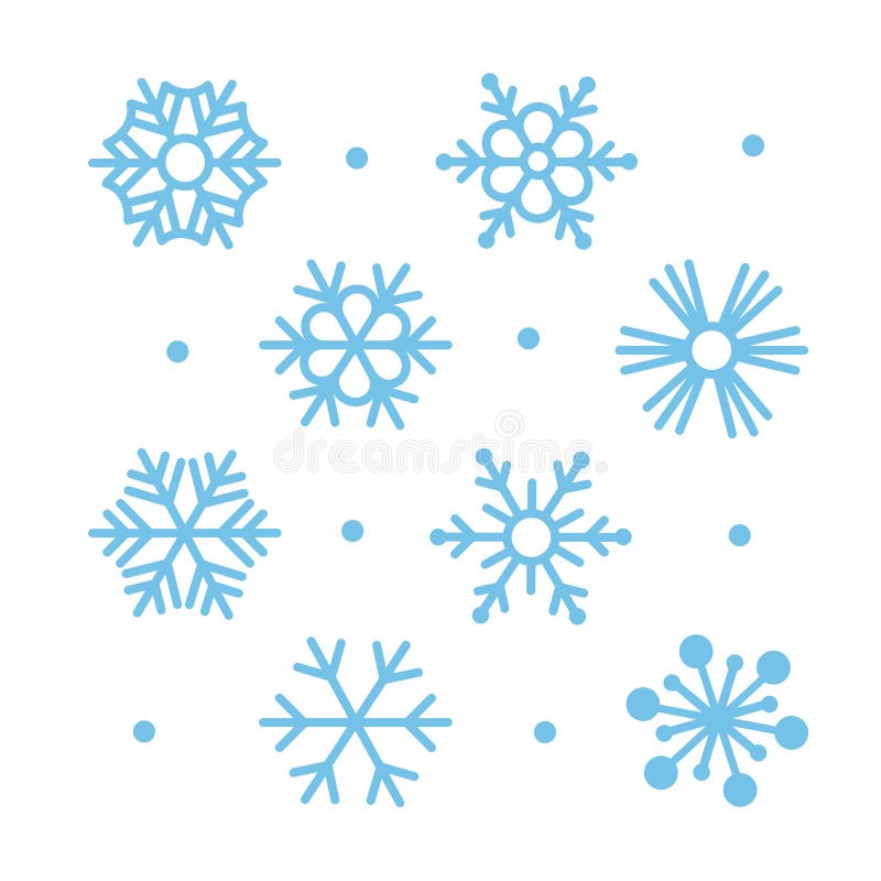 简单平面雪花图标组 皇族释放例证