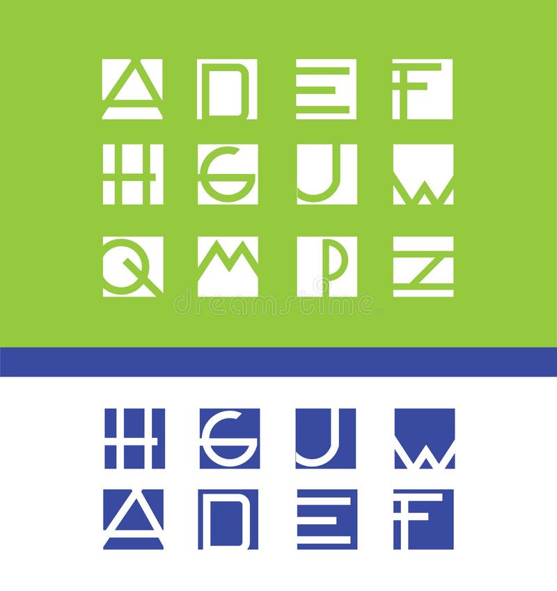 简单的平的信件集合字母表商标象 向量例证