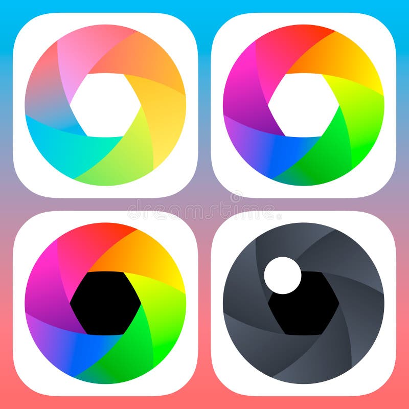 适用于移动 iOS 设备的简单平面相机镜头图标 库存例证